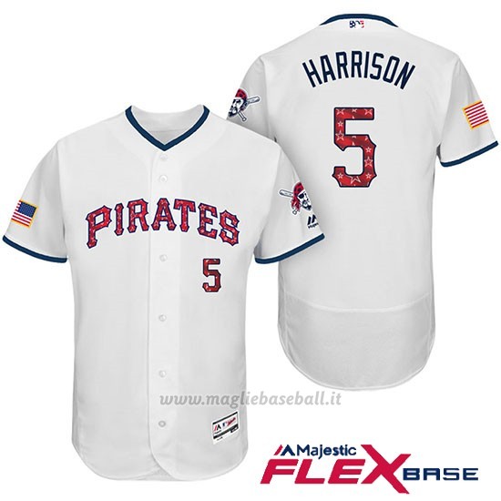 Maglia Baseball Uomo Pittsburgh Pirates 2017 Estrellas y Rayas Josh Harrison Bianco Flex Base